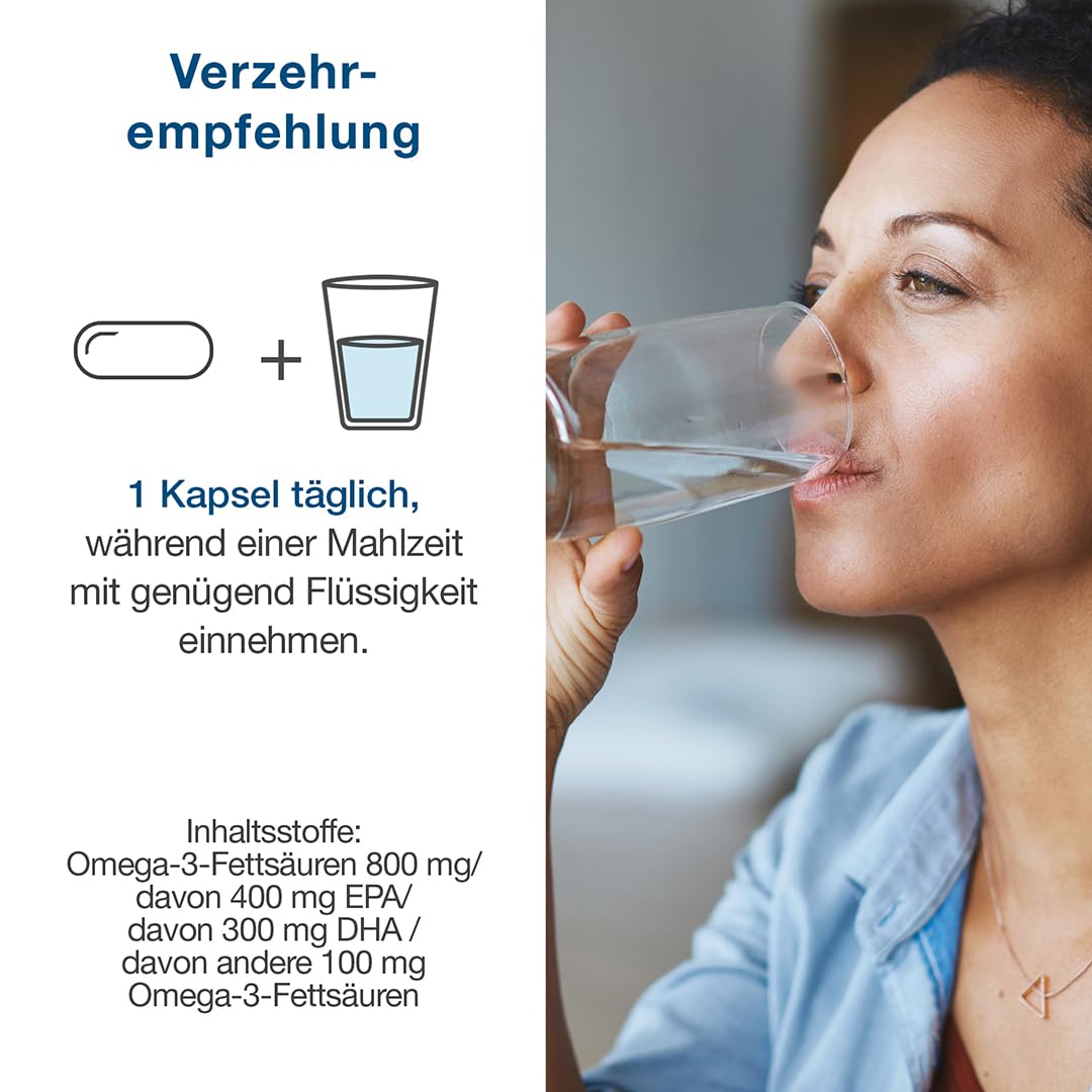 Omega 3 Kapseln hochdosiert - Vergleichssieger 2026 - nur 1 Kapsel täglich - 400mg EPA + 300mg DHA - ohne Aufstoßen - hochreines Fischöl in Triglycerid-Form, laborgeprüft - White Omega PLUS