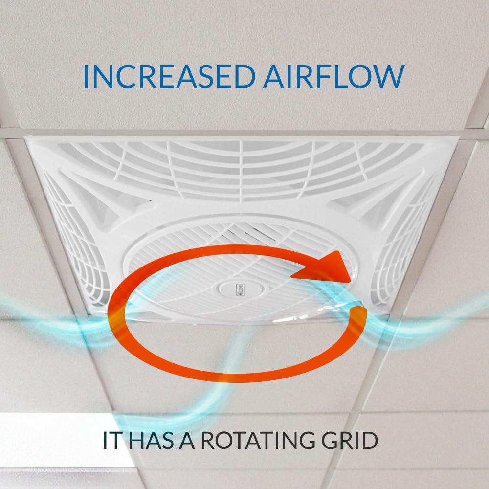 M Ledme - Ventilador de Techo Armstrong Square 68W con luz Led Blanca Fría (6000k), Empotrado, 1172LM, Control remoto, Motor AC, Silencioso, 3 velocidades, ideal para oficinas. LM8087