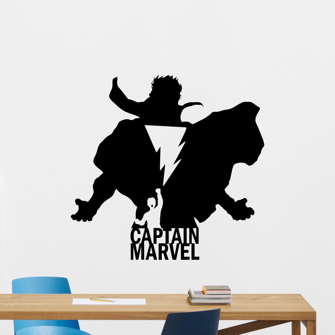 Captain Marvel Wall Decal Silhouette Shazam Logo Superhero