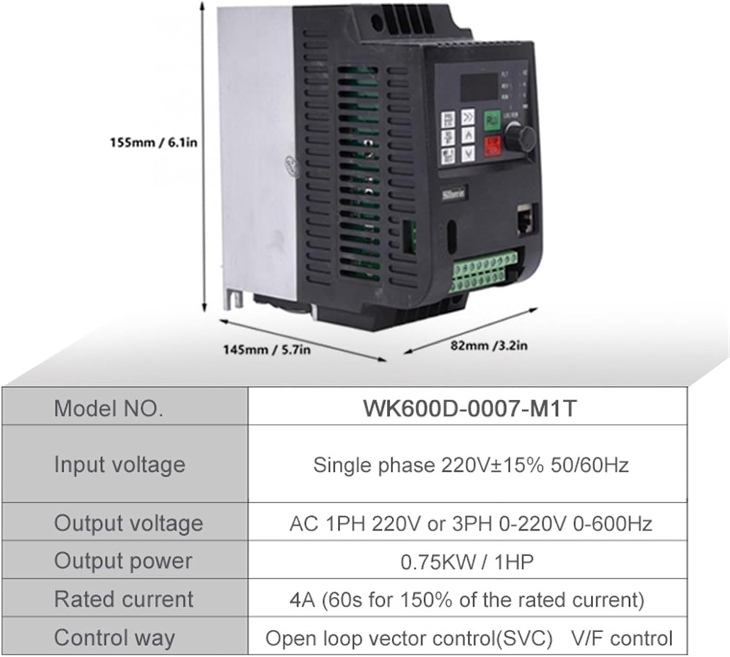 2.2KW 3HP VFD Inverter Freqency Converter for 220V Out Single Capacitor Single-Phase Motor(220V 0.75kw 1HP)