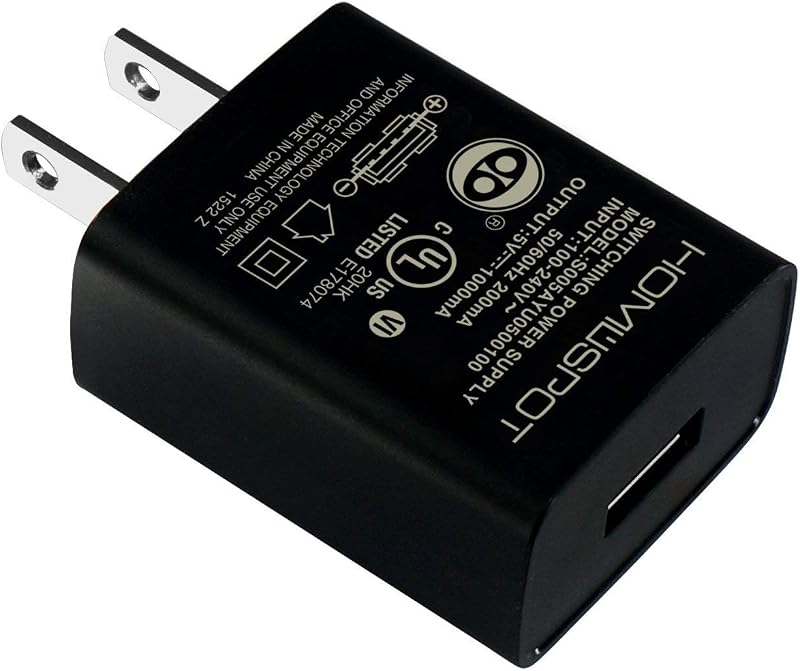 UL Listed 5V 1A USB Wall Charger, Single-Port USB-A Power Adapter | 100-240V Input | Overcharge, Overcurrent & Overheat Protection | For Phones, Cameras, E-Readers, Headphones & More