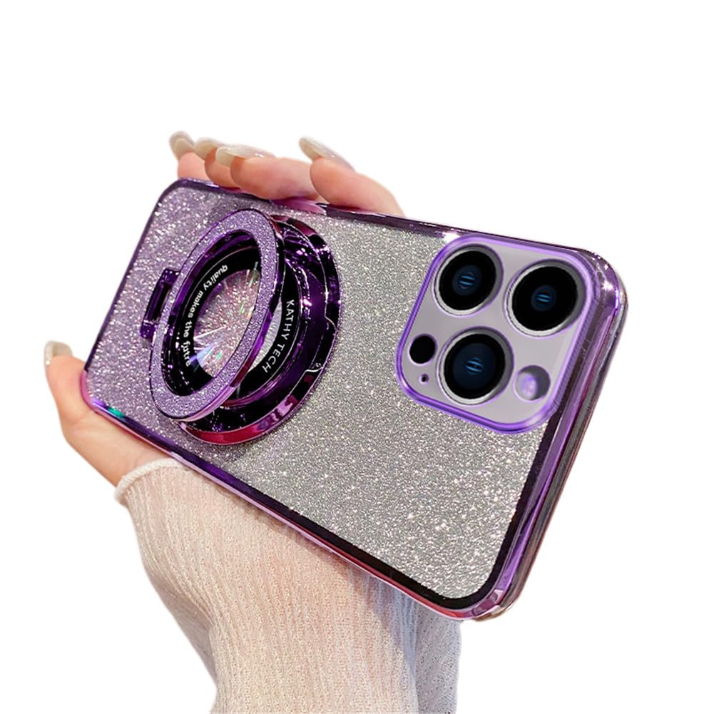 GYHOYA Magnetic Case for iPhone 16 Pro Case Sparkle Cute with Stand Phone Case Compatible with MagSafe Slim
