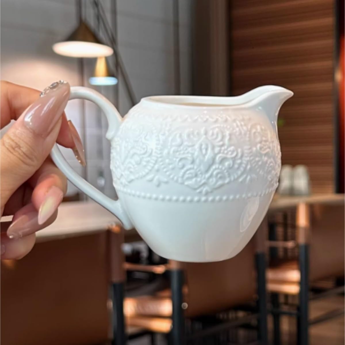 Sosjerka Retro Wzór Relief Ceramiczny Popołudniowa Herbata Kawa Mleko Dzbanek Kubek Do Mleka Sosjerka Porcelana Sosjerka