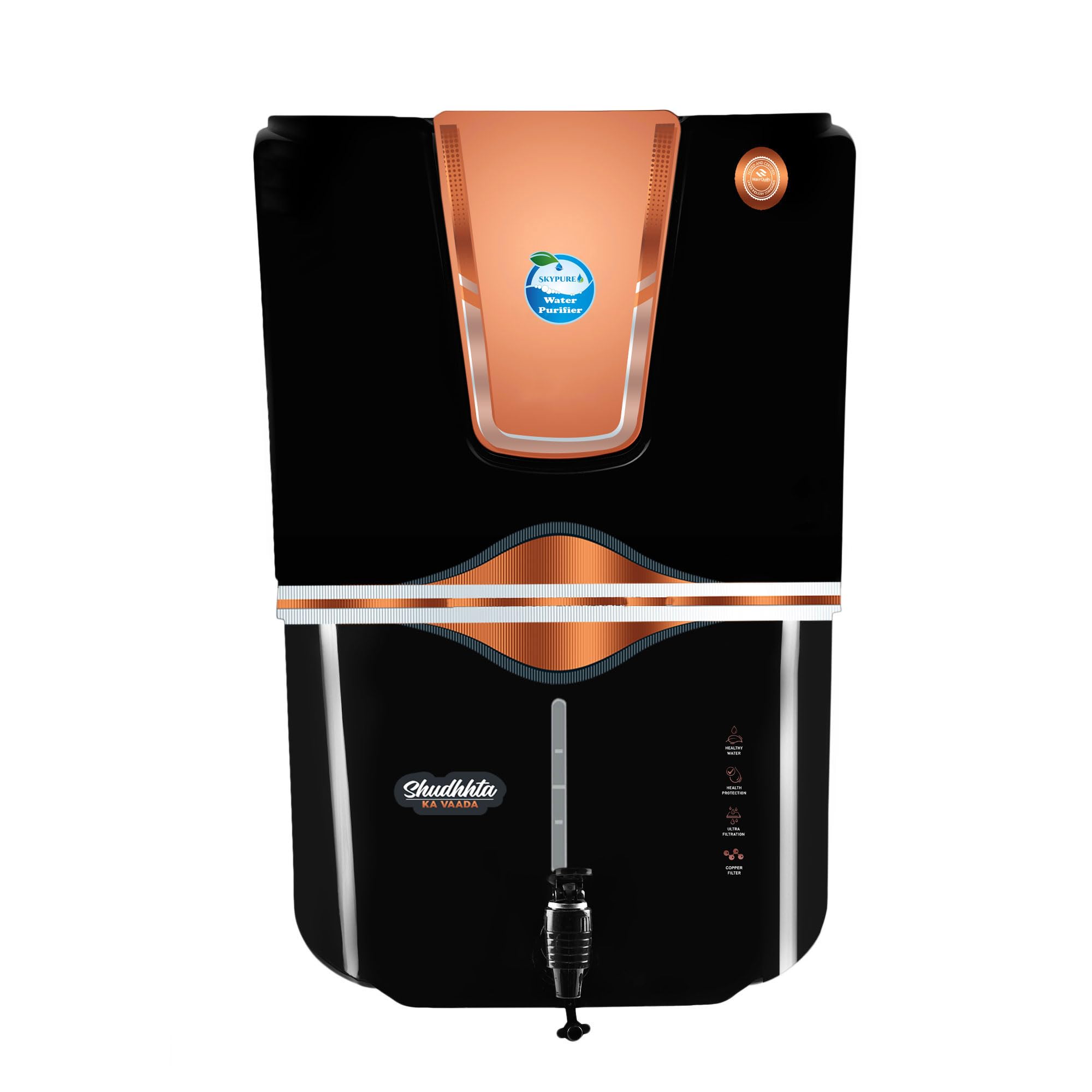 Skypure Copper 12-L RO+UV Water Filter Purifier for Home, Kitchen Fully Automatic UF+ Cu +TDS Controller, Suitable for all type of water supply