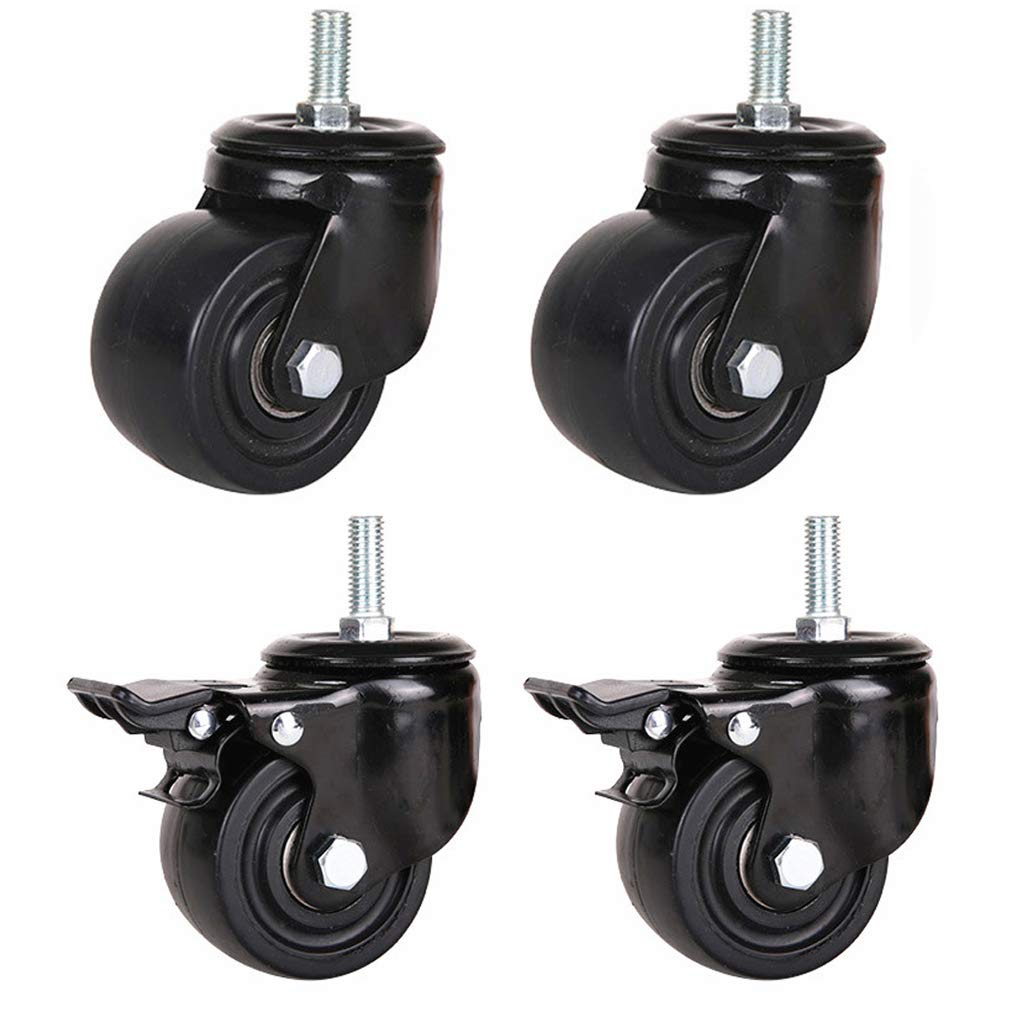 YUZGUHEY Swivel Caster Wheels Pack of 4 Heavy Duty Industrial Casters with Threaded Stem Low Center of Gravity for Trolley(Universal+brake,3in)