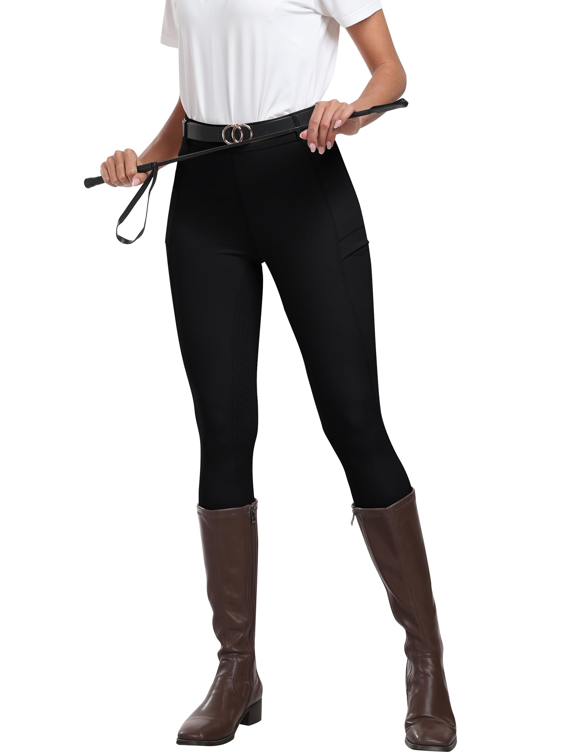 MoFiz Pantaloni Equitazione Donna Leggins Equitazione Pantaloni alla Zuava in Silicone a Seduta Intera Pantaloni per Estivi - 4