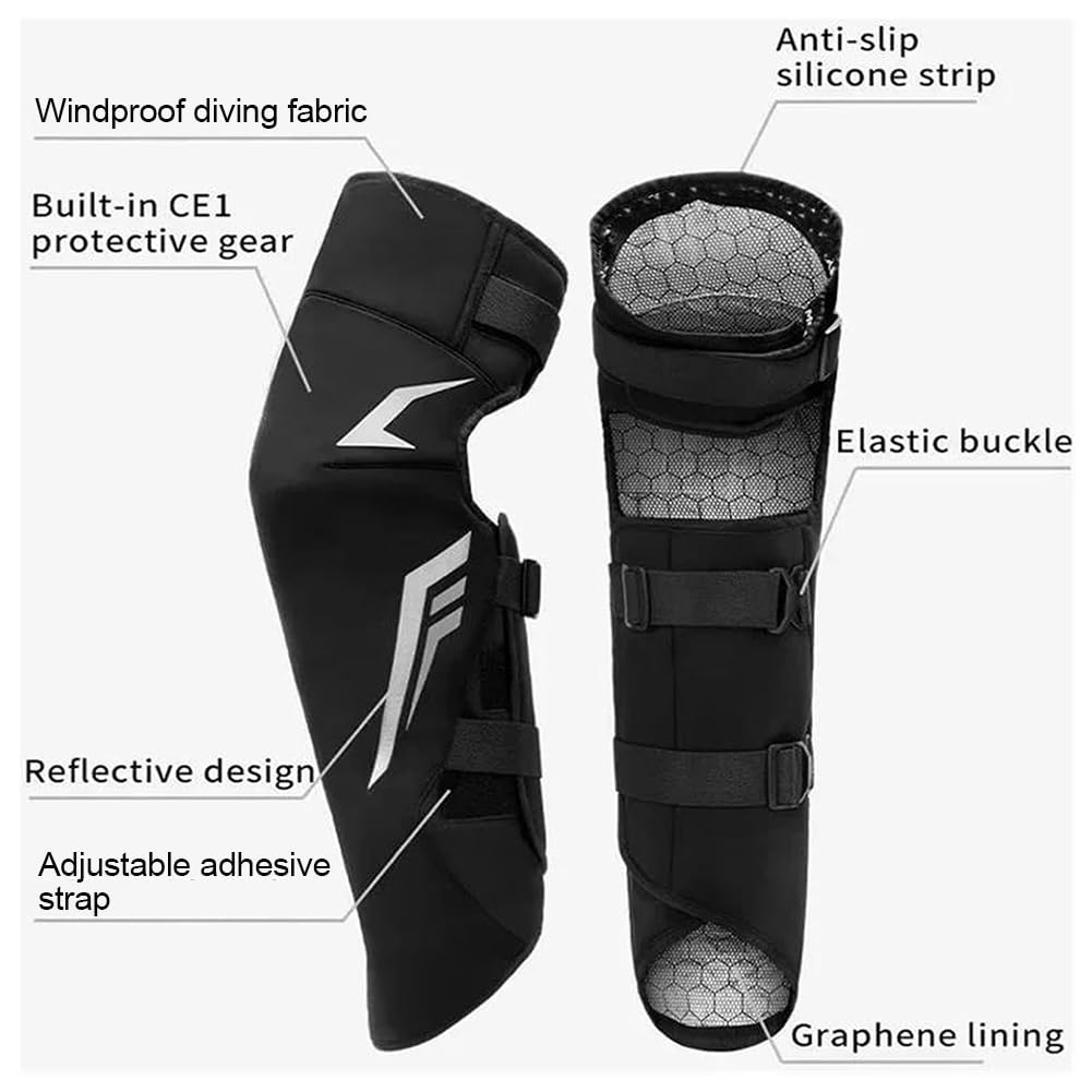 Ginocchiere Motociclistiche, Manicotti Gambe Invernali MTB Antivento Freddo Anti-Wrestling Protezione del Ginocchio Motociclistico für Mountainbike, Motocross Red