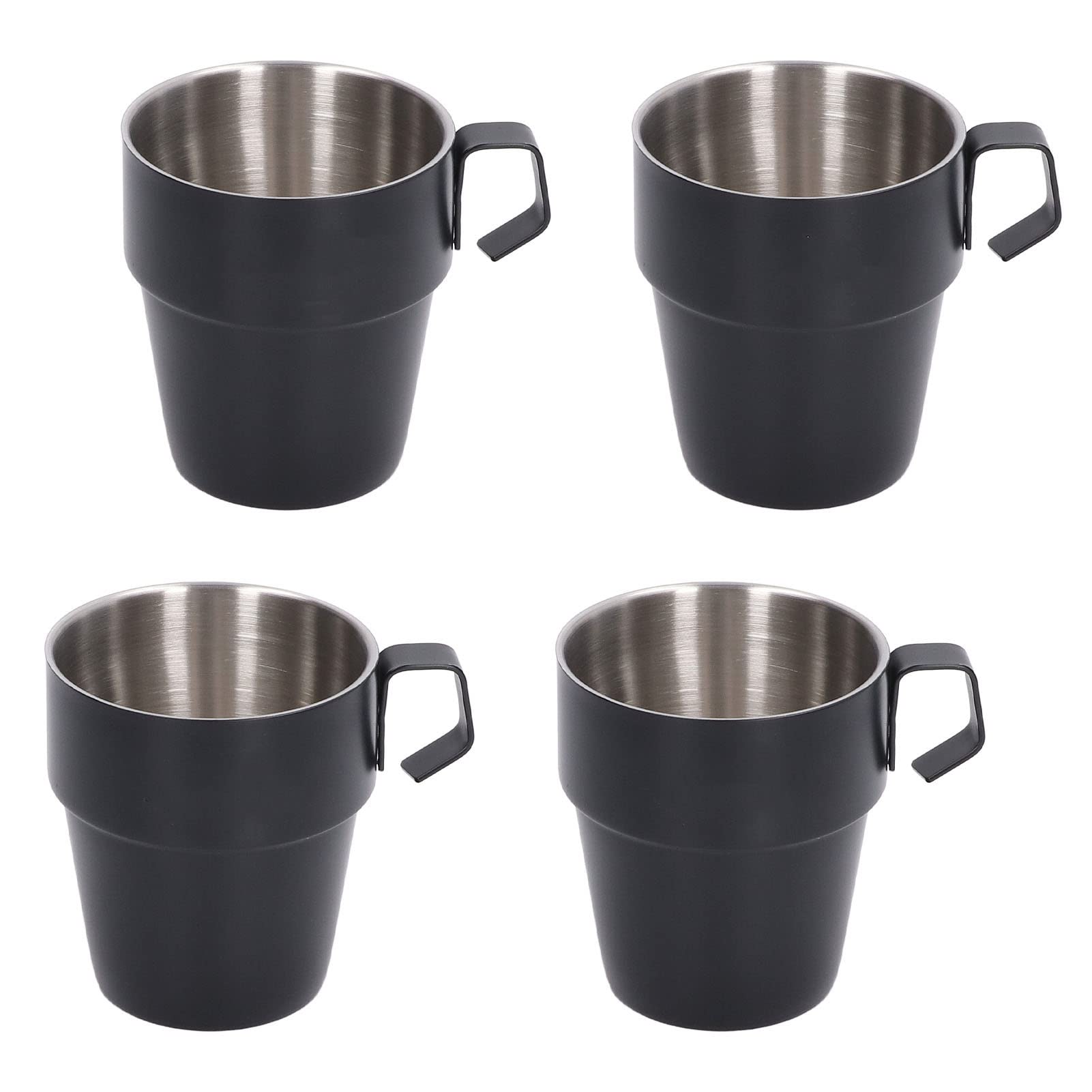 Ejoyous Tazza da caffè in Acciaio Inossidabile Set da 4 Pezzi Tazza da caffè a Doppio Strato da 300 Ml con Manico da Acqua Portatile con Isolamento Termico per Campeggio Picnic Ufficio Camera da