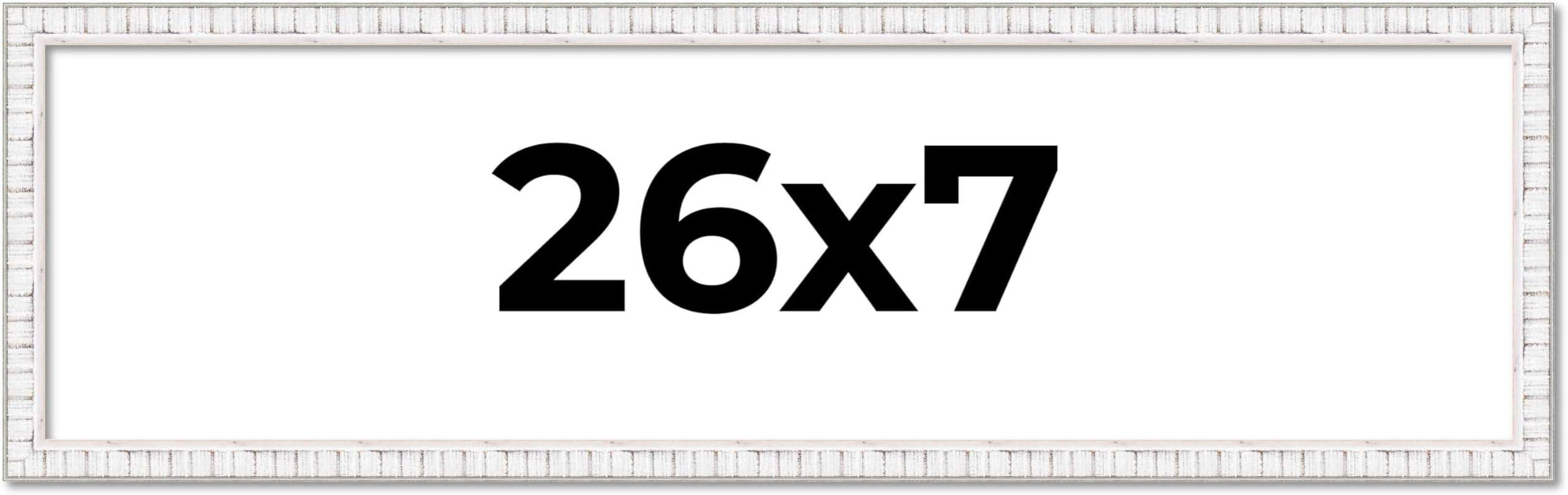 CountryArtHouse 26x7 Frame White Scuffed Rustic Solid Wood Picture Frame | 0.75 Inch Moulding Width| Includes UV Acrylic Plexiglass, Acid Free Foam Backing Board and Hanging Hardware