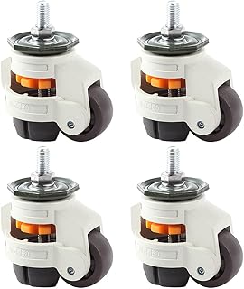 Skelang 4 Pcs Threaded Stem Leveling Castor, 60S Workbench Castors Heavy Duty, Retractable Casters with Nylon Wheels, Total Loading Capacity 1000kg