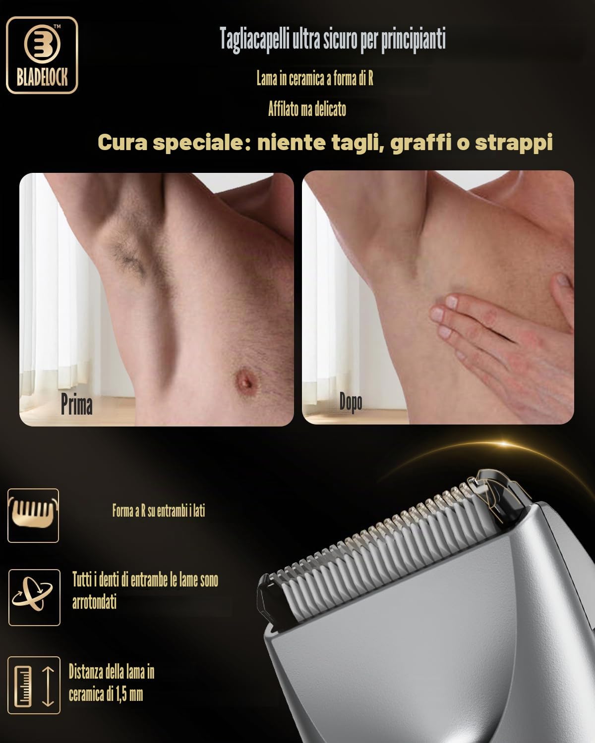 Rasoio intimo uomo, rasoio elettrico per uomo, con lama in ceramica | Rasoio per il corpo con luce LED e stazione di ricarica, ricaricabile per uomini, impermeabile