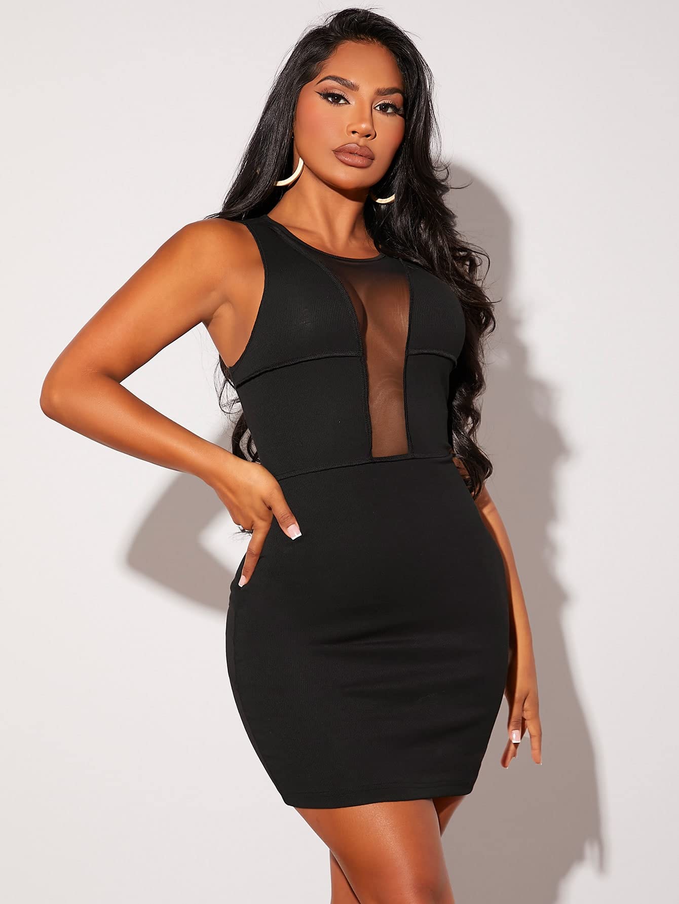 mesh panel dress Amazon.com: Neeno Women's Dresses Mesh Panel Seam Detail Bodycon Dress Dress  for Women (Color : Black, Size : Medium) : Clothing, Shoes & Jewelry