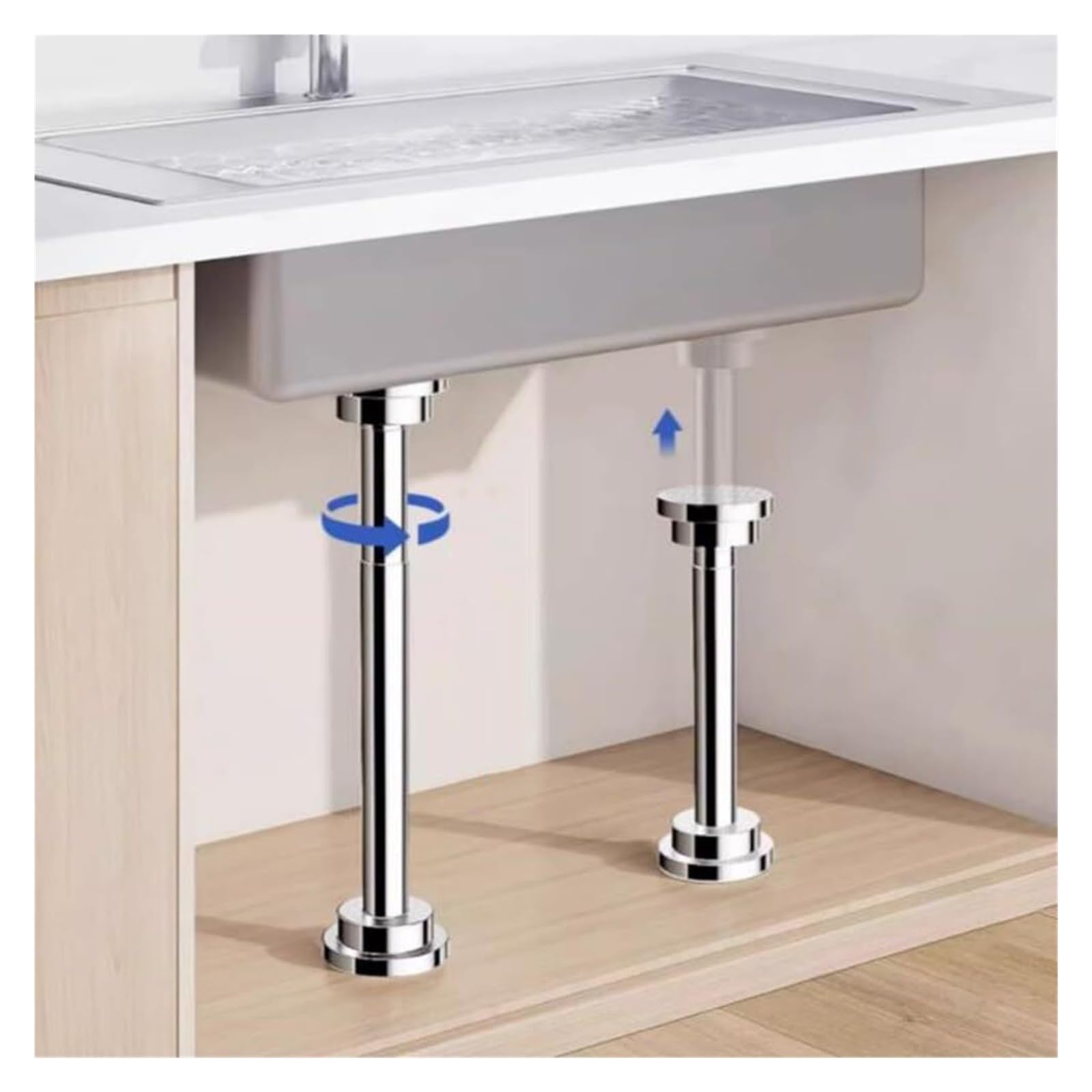 Sink Support Legs, 2 Pcs Undermount Basin Brackets AdjustableDrill Free Kitchen Sink Support Legs Stainless Steel(Height 59 95cm(23.2" 37.4"))