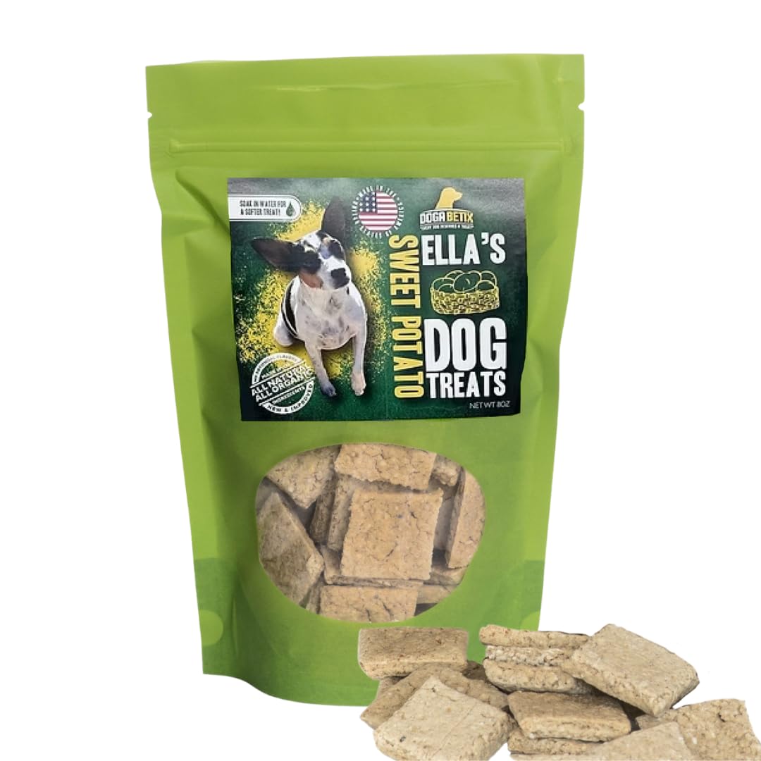 Ella's Diabetic Dog Treats Sweet Potato (8oz) - Low Glycemic Ingredients - Vet Approved - Made in USA by Owners of Diabetic Dogs - Developed to Help Keep Glucose Levels Stable