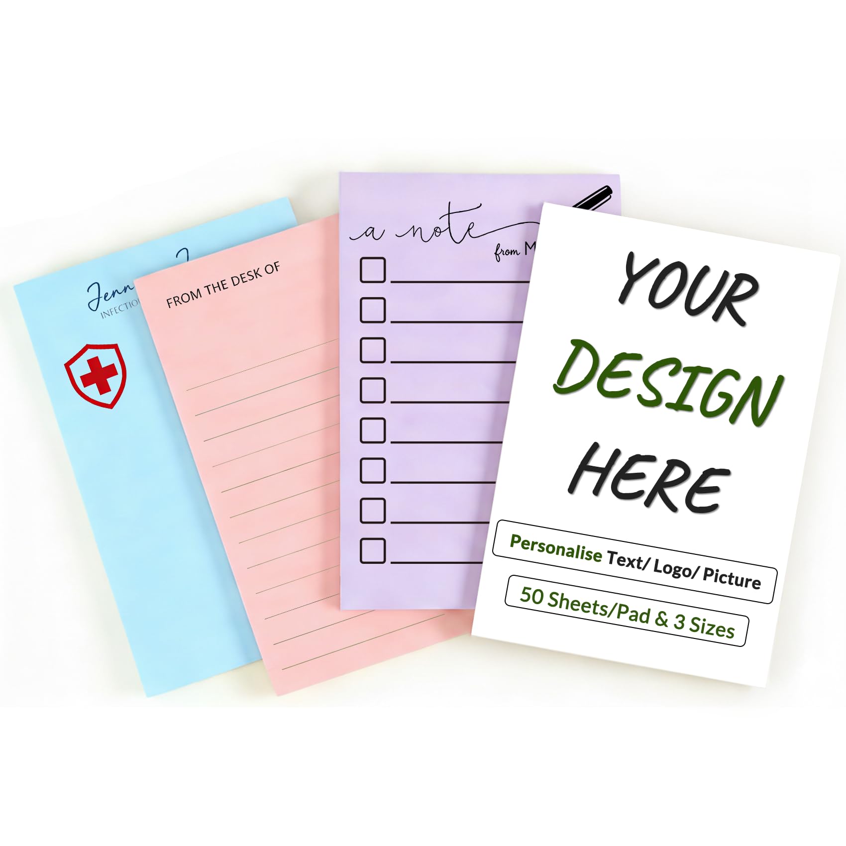 BEXOA Personalised Notepad Bulk (10-500 Pads), Custom Note Pad with Picture/Logo/Text, 50 Sheets Per Pad, A4 A5 A6 - Available for To Do List, Memo, Business, Office, Household & Events (A5)