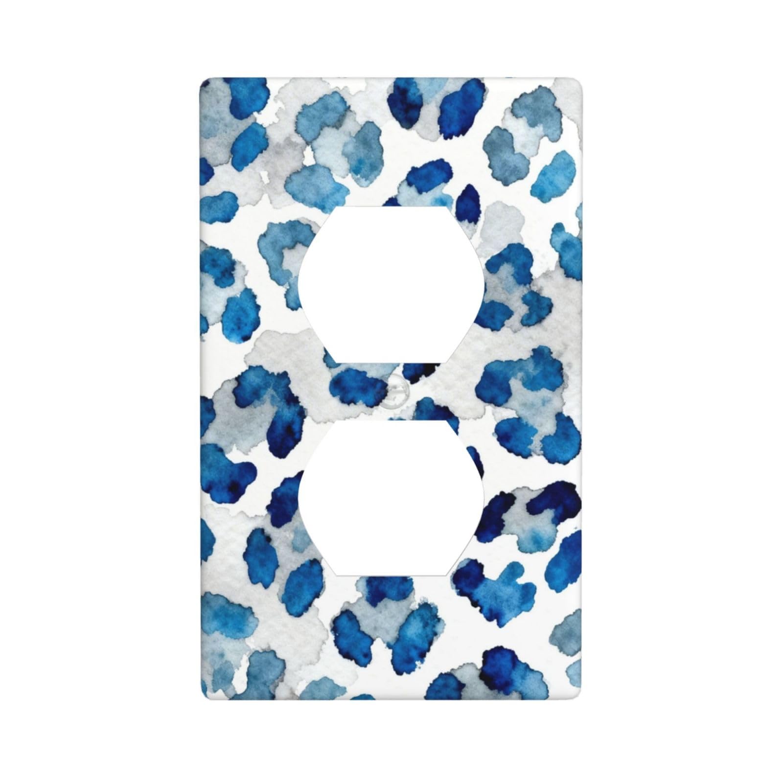 Blue Leopard Print Decorative Switch Plate Cover-Unbreakable Polycarbonate Wall Plate for Home Office, 1 Gang with Screws