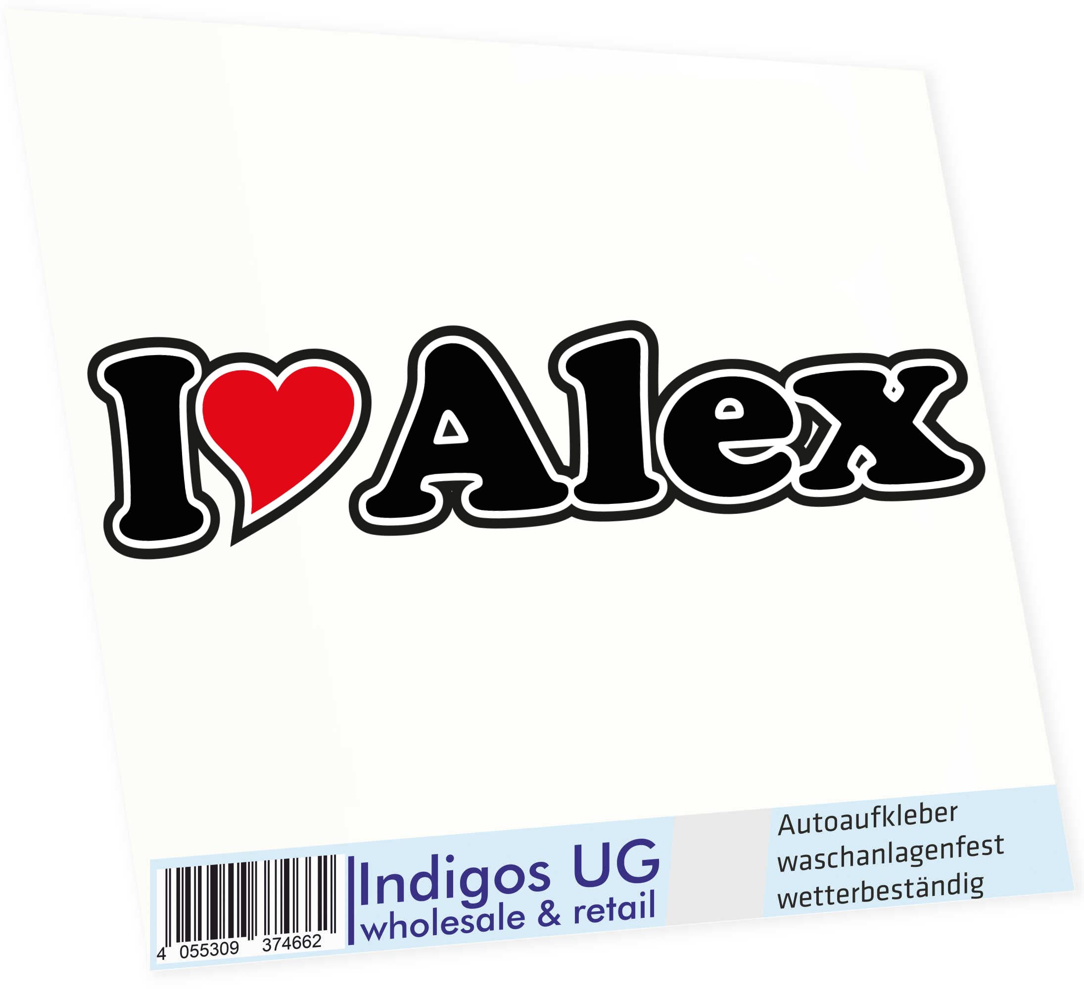 Indigos Ug Car Sticker / Decal / Jdm / Die Cut - I Love Heart - I Love With Heart 15 Cm - I Love Alex