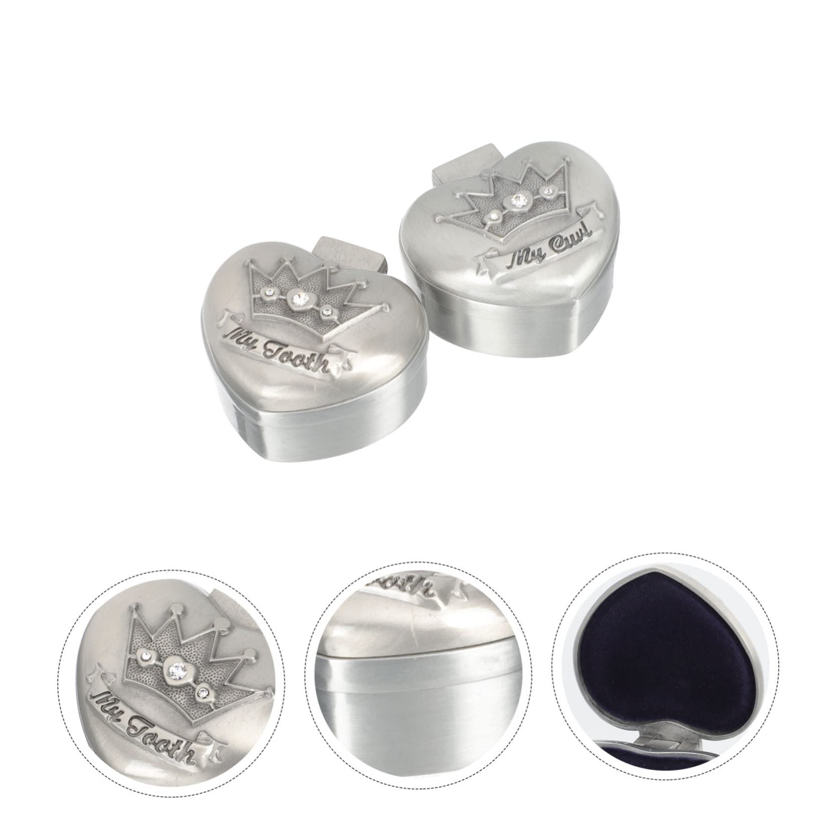 Abaodam 2pcs Alloy Keepsake Organizer Tooth Holder Durable Tooth Saver Box Adorable present for Childhood Memories
