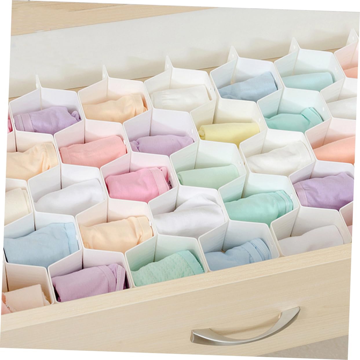 NUOBESTY Divisori Per Cassetti a Griglia in Plastica, Organizzatori Salvaspazio Per Biancheria, Calzini e Reggiseni, Set Da 4 Pezzi Design a Nido D’ape Per Armadio e Cassettiera