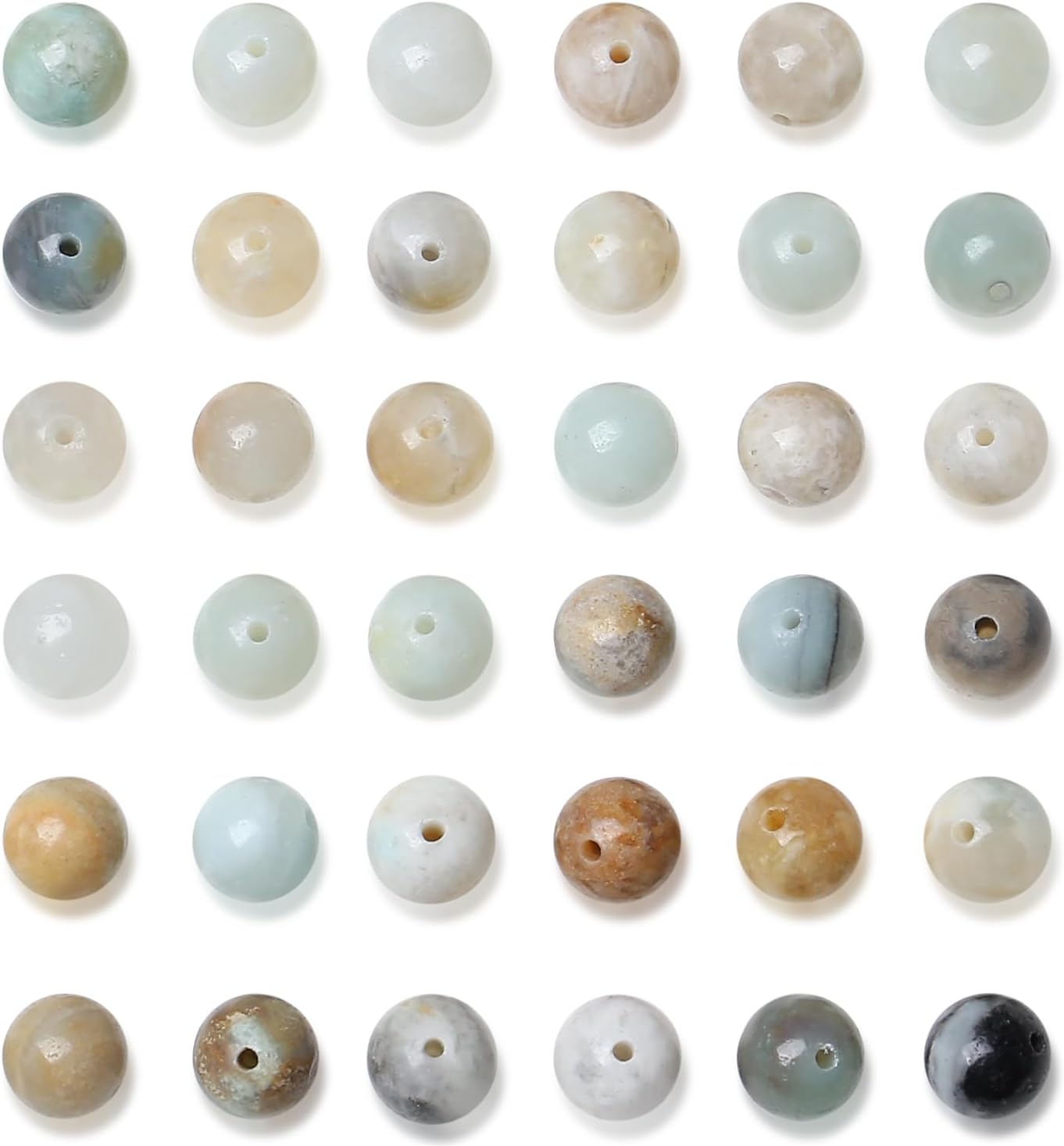 QINJIEJIE 100pcs Mixedcolor Amazonite Natural Stone Beads 8mm Round Genuine Real Stone Loose Gemstone Stone Beads for DIY Bracelet Necklace Earrings Jewelry Making Crystal Beads 2 Strand 32" - Image 4