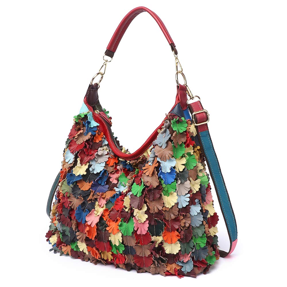 Bolso bandolera de piel para mujer, multicolor, 39 cm de largo x 38 cm de alto x 14 cm de ancho, Multicolor, 39 cm (L) * 38 cm (H) * 14 cm (W)