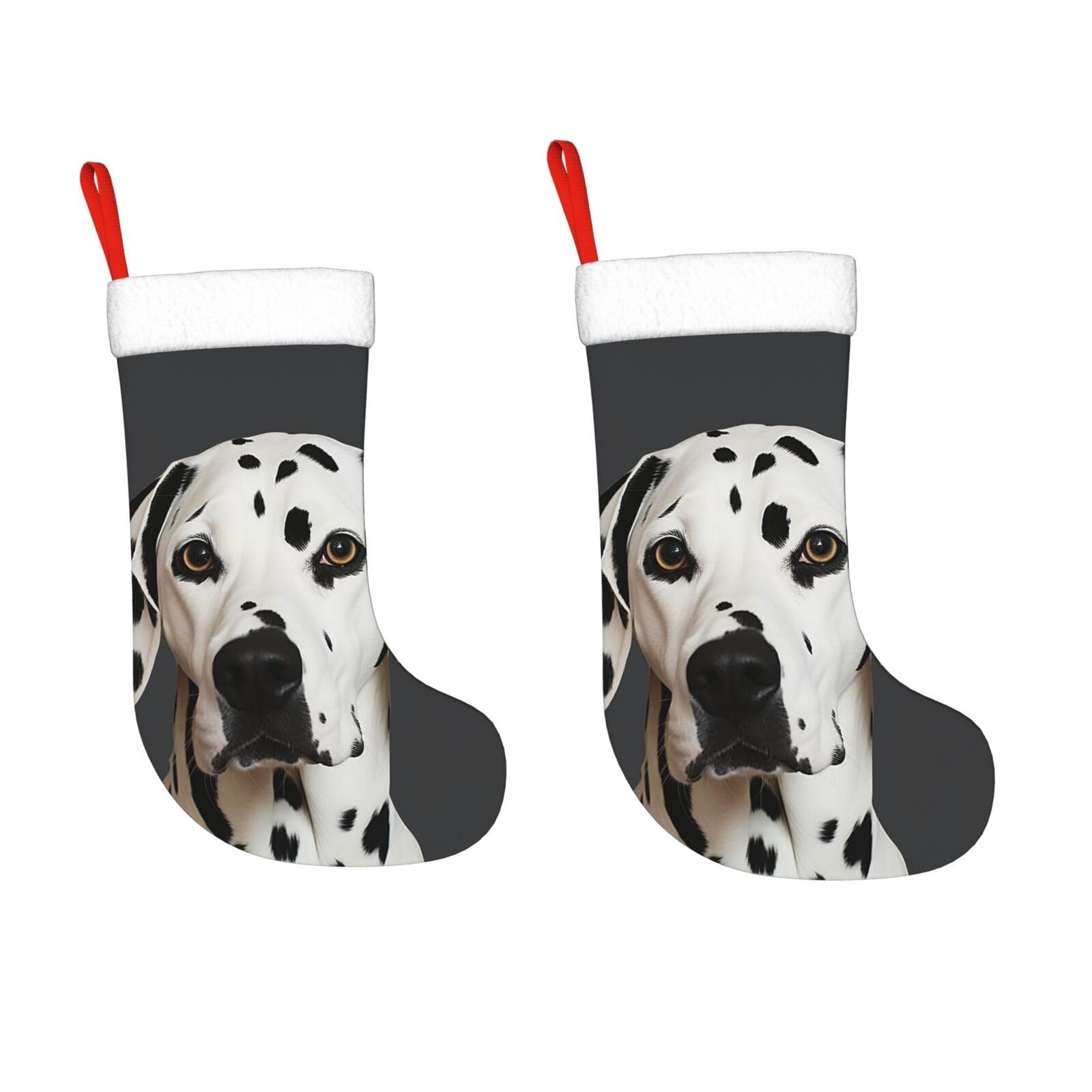 KLOPH 2 Pack 18 Inches Christmas Stockings Personalized Dalmatian Xmas Stocking Hanging Decoration Fireplace Stocking for Holiday Xmas Tree Christmas Fireplace Decor Gifts