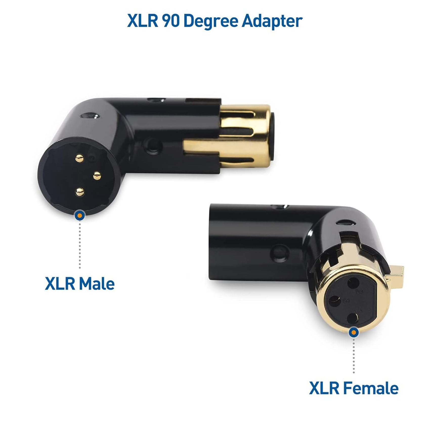 10 Piezas Adaptador de Audio Enchufe Ajustable Macho una Hembra Adaptador XLR de ÁNgulo Recto 3 Pines Negro (Adaptador XLR de 90 Grados)