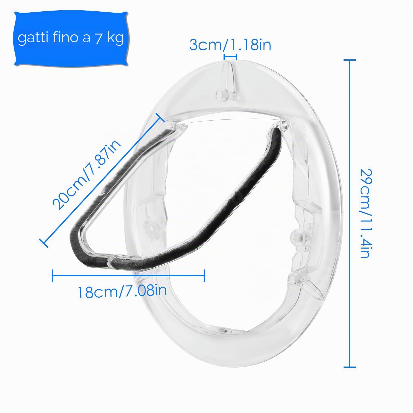 Porta per gatti per porte interne ed esterne, trasparente a 4 vie, con chiusura a 4 vie, cancello rotondo resistente, kit rivestimento gatti cuccioli