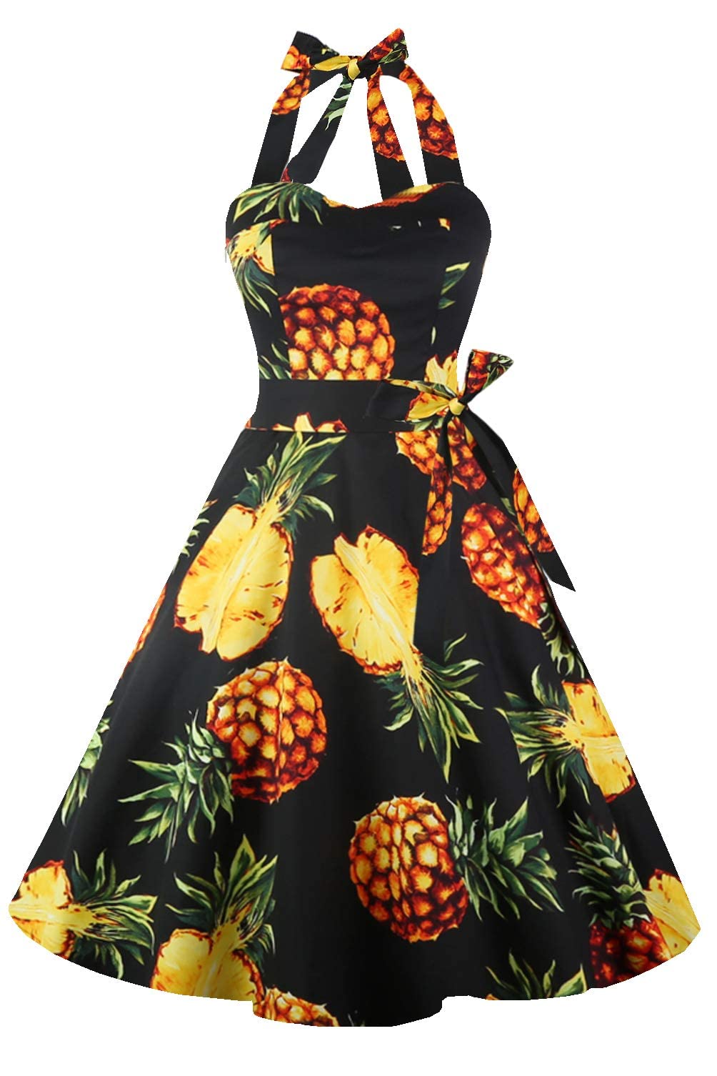 Topdress Women's Vintage Polka Audrey Dress - 1950s Halter Retro Cocktail Dress - View #10