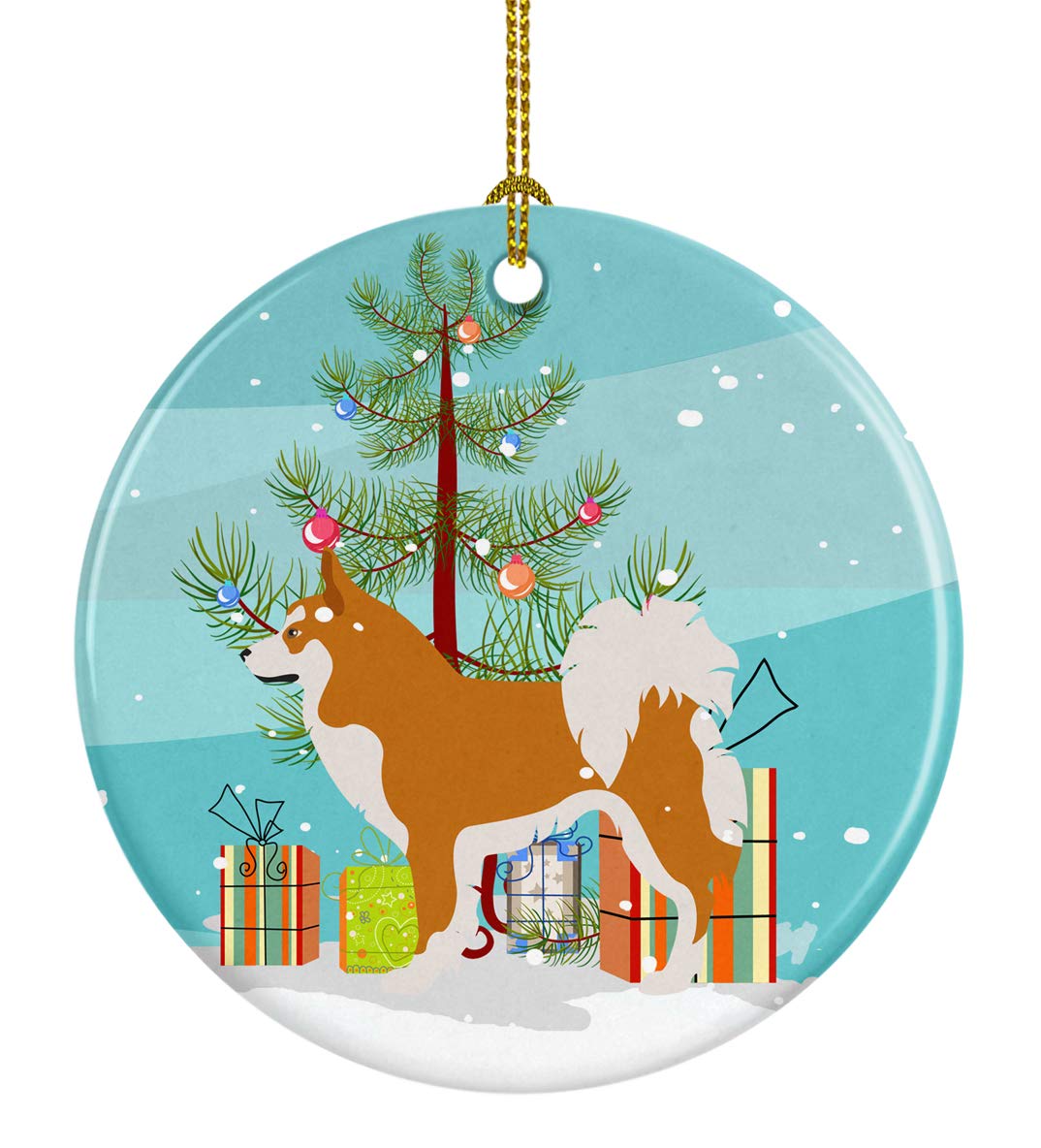 Décoration de Noël en céramique Chien de Berger islandais multicolore pour sapin