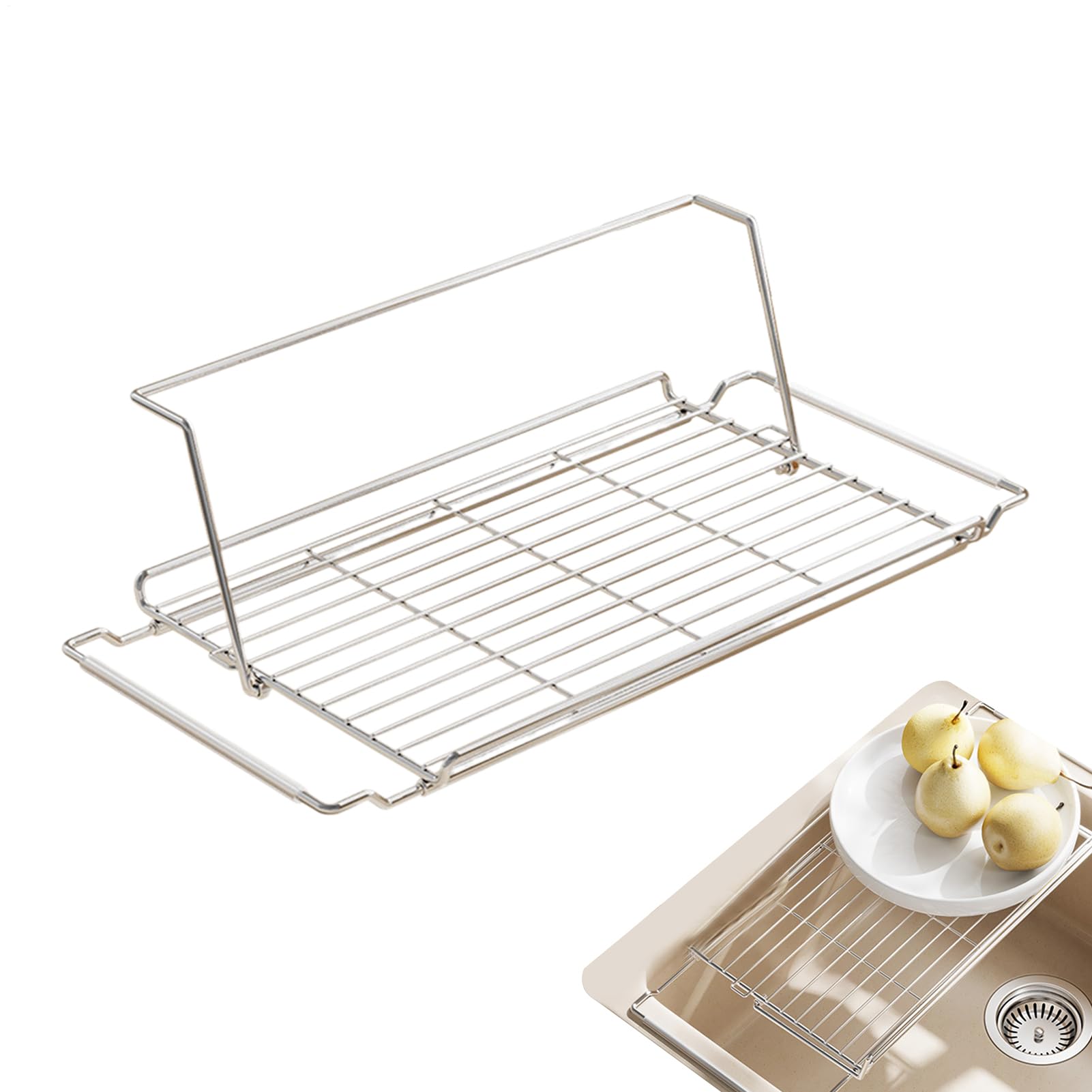 Générique Scolapiatti - Portautensili da cucina estensibile in acciaio inossidabile, accessorio multifunzione estensibile con supporto per utensili in acciaio inossidabile per lavello e lavello