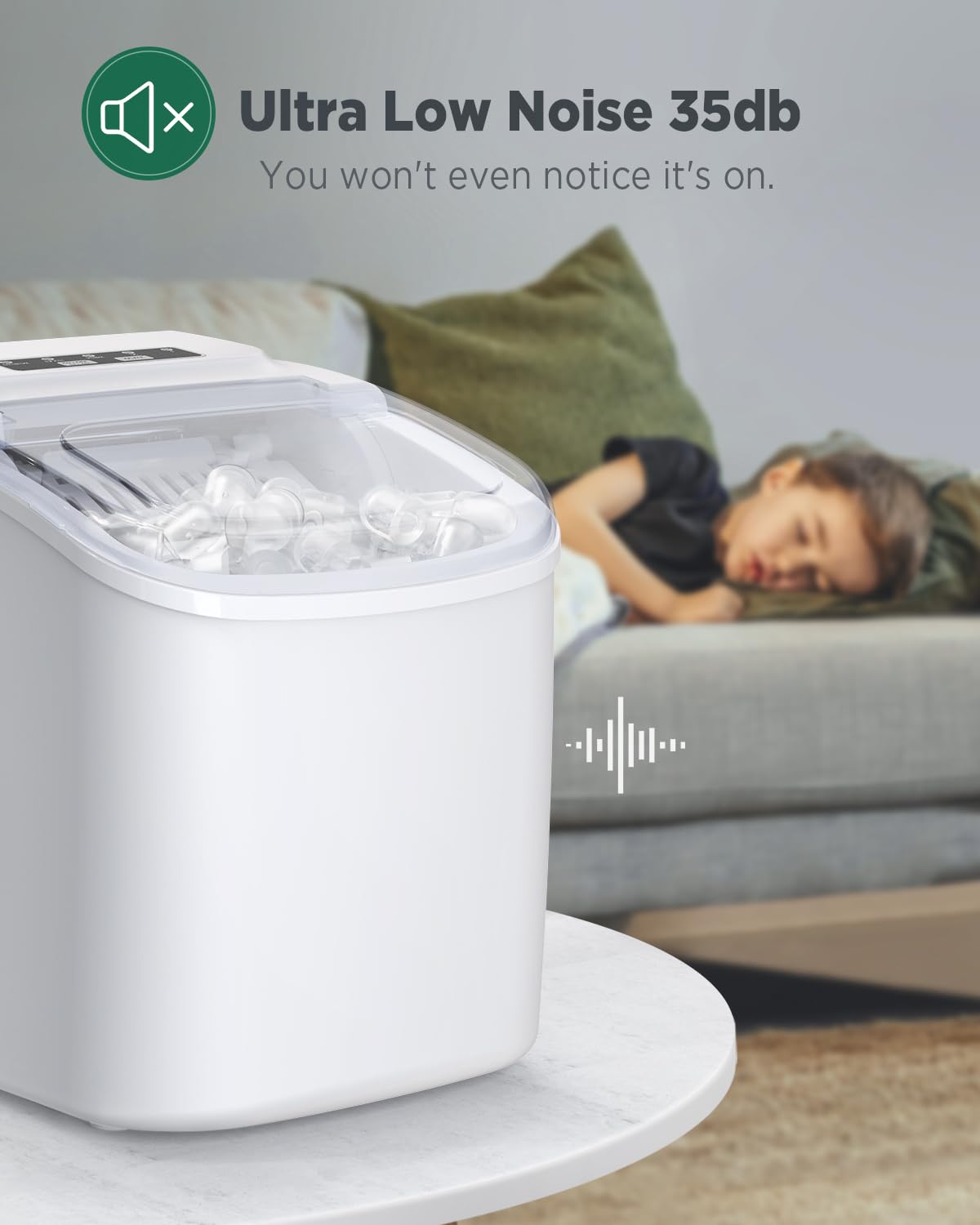 Silonn Ice Makers Countertop, 9 Cubes Ready In 6 Mins, 26lbs In 24hrs, Self-Cleaning Ice Machine With Ice Scoop And Basket, 2 Sizes Of Bullet Ice For Home Kitchen Office Bar Party on Fridge.com - View 6