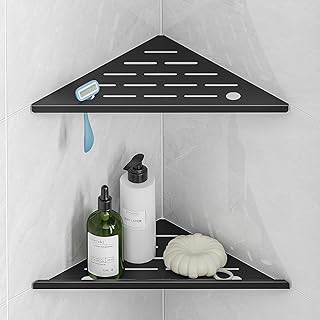 Corner Shower Shelf with Razor Hole, Modern Sturdy Shower Caddy, 10" 304 Stainless Steel