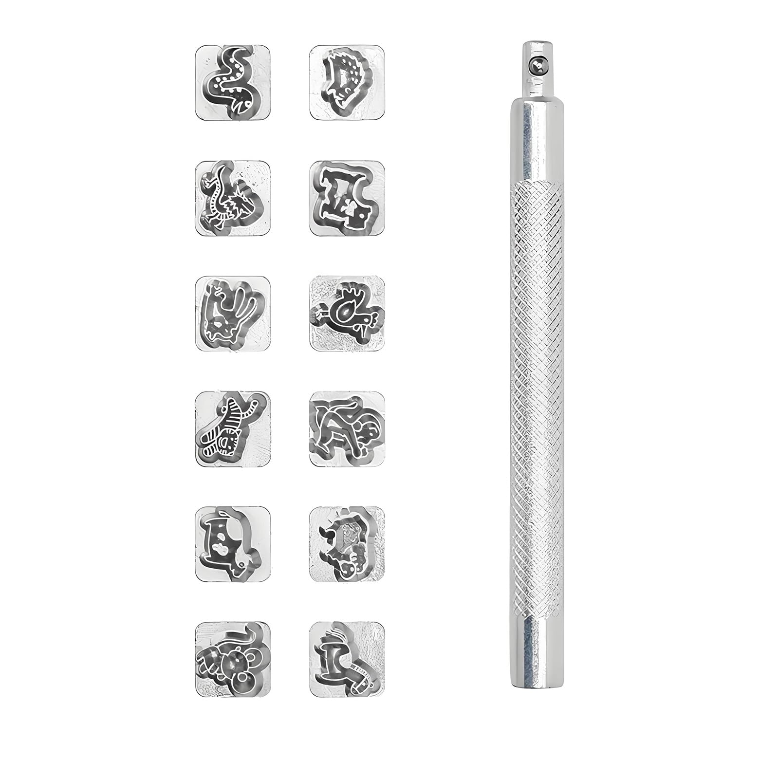Oxxggkao Zod1ac Signs 12 Pattern Leather Stamping Set Sturdy Kirsite Kirsite Leather Tool