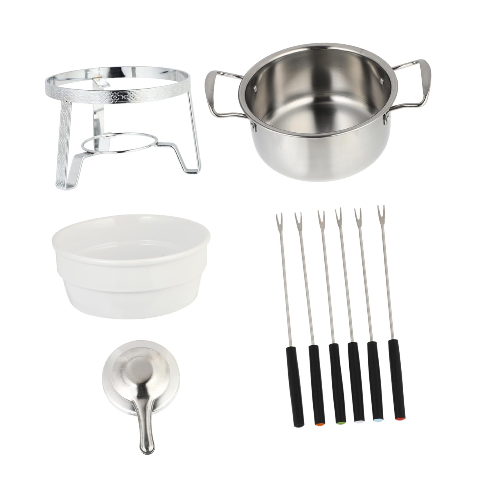Cabilock 10-teiliges Keramik-Set Edelstahl Schokoladenschmelztiegel Käsefondue-Set Eiscreme-erhitzer Schmelztiegel Für Die Küche