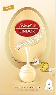 Lindor White Chocolate Easter Egg 260g – White Chocolate Truffles with a Smooth Melting Filling – Elegant Easter Chocolate Selection – Easter, gift