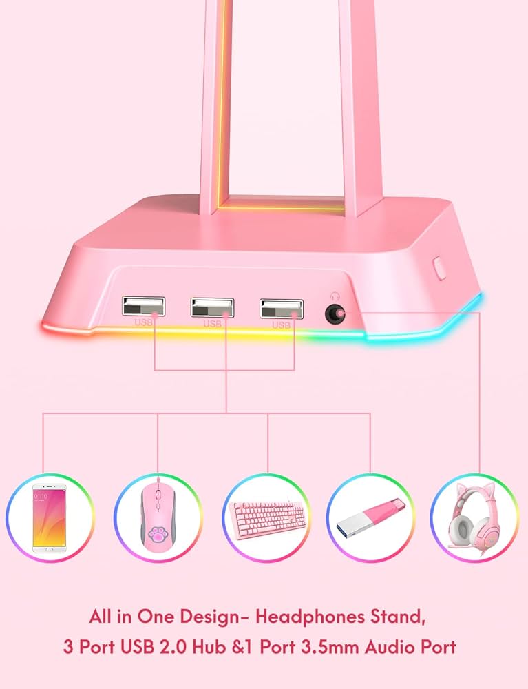 Amazon.co.jp: PHNIXGAM RGB ヘッドホンスタンド 3.5mm AUXと3