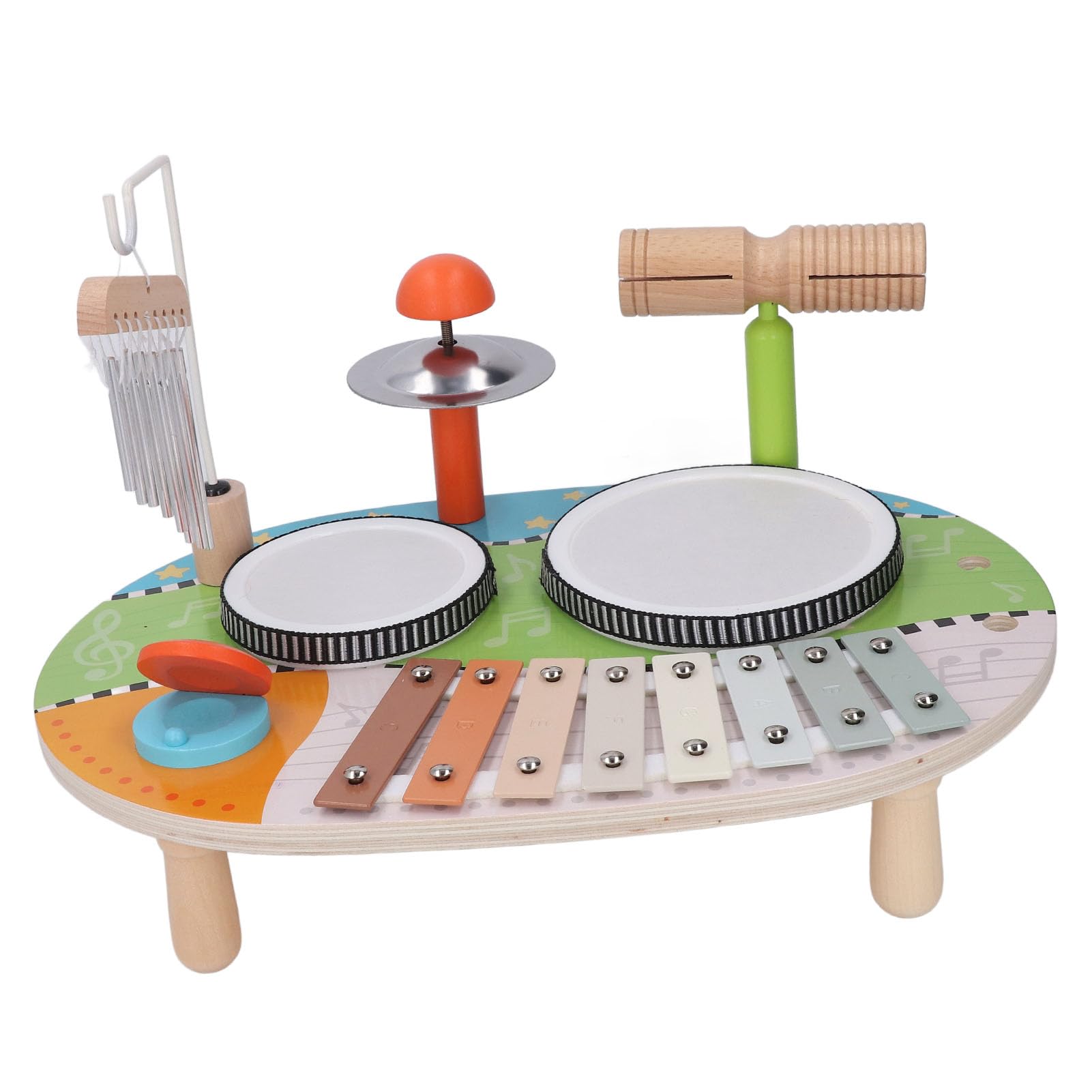 Juego de Batería para bebé con Campanas de Viento, Juguete Musical Educativo para Habilidades Cognitivas y Aprendizaje del Ritmo para Niños, 14,76 X 10,24 X 9,84 Pulgadas