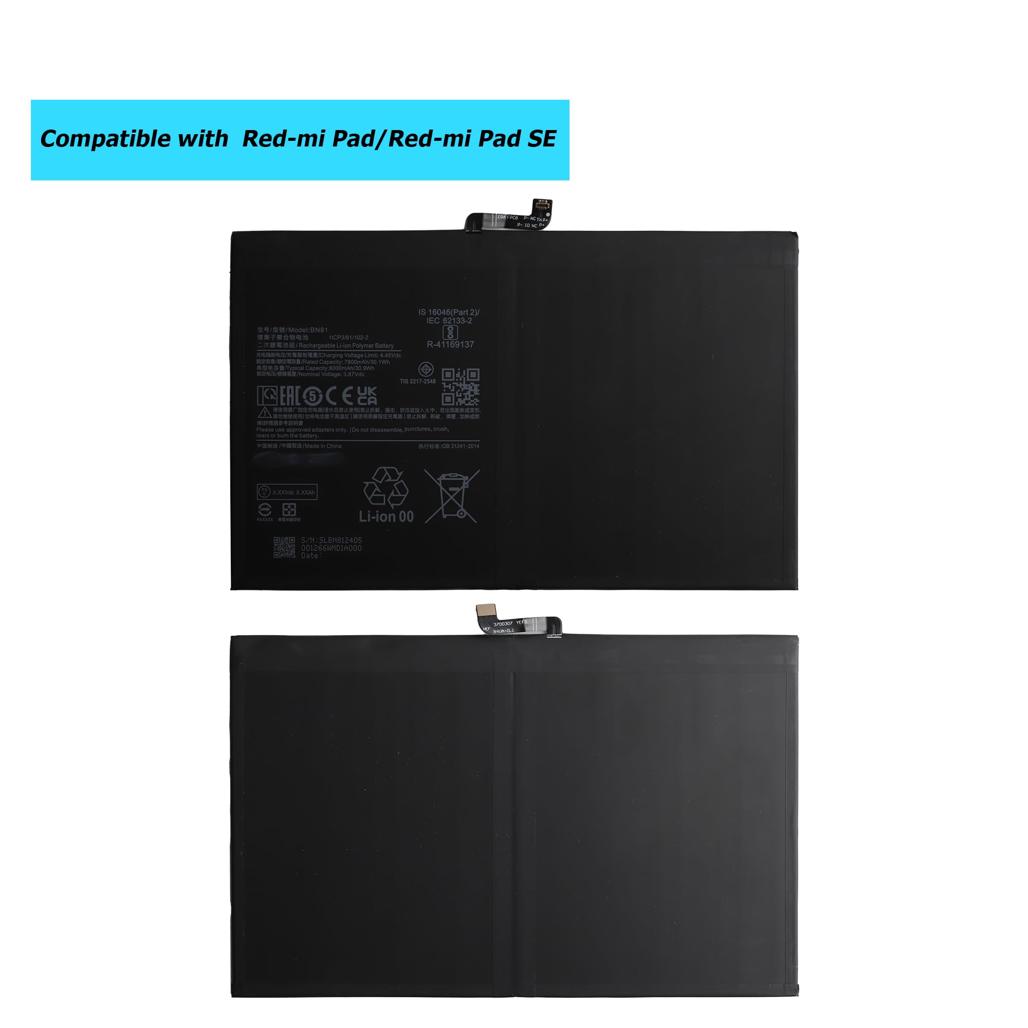 BN81 Batteria di ricambio compatibile per Redmi Pad/Redmi Pad SE con toolkit