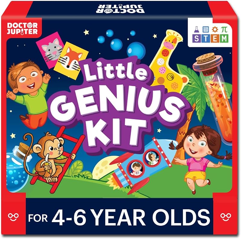Doctor Júpiter Little Genius Kit para niños a partir de 4 años, juguete educativo de aprendizaje | Juego de libros de cartón y kit de ciencias para niños de 3 a 5 años, ideas de regalos de cumpleaños, juguetes STEM, actividades de aprendizaje preescolar