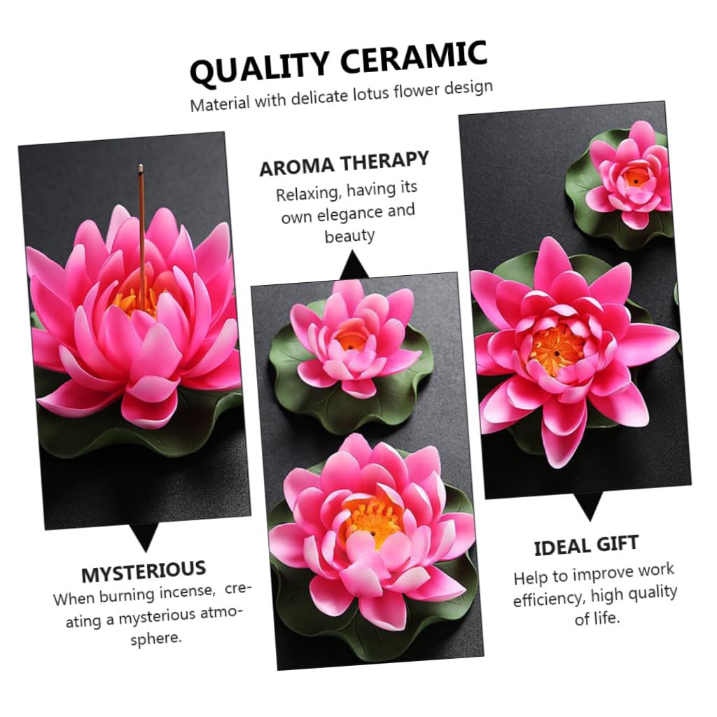 Porta Bastoncini di Incenso a Fiore di Loto in Ceramica Rosa