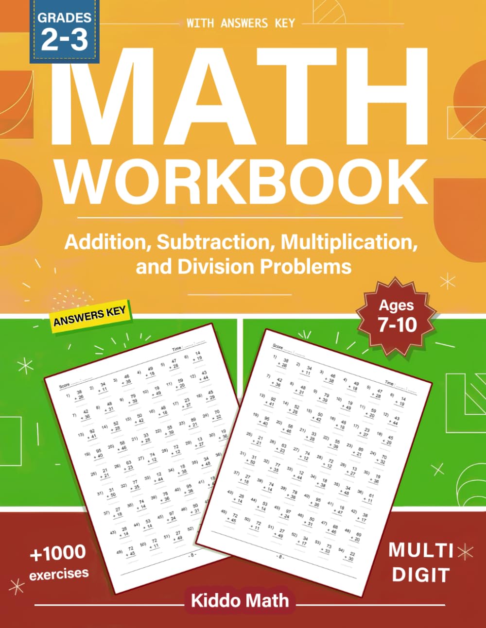 Math Workbook For Grades 2 & 3 With Addition, Subtraction, Multiplication, and Division Problems: Math Practice Workbook With Multi Digit Exercises ..