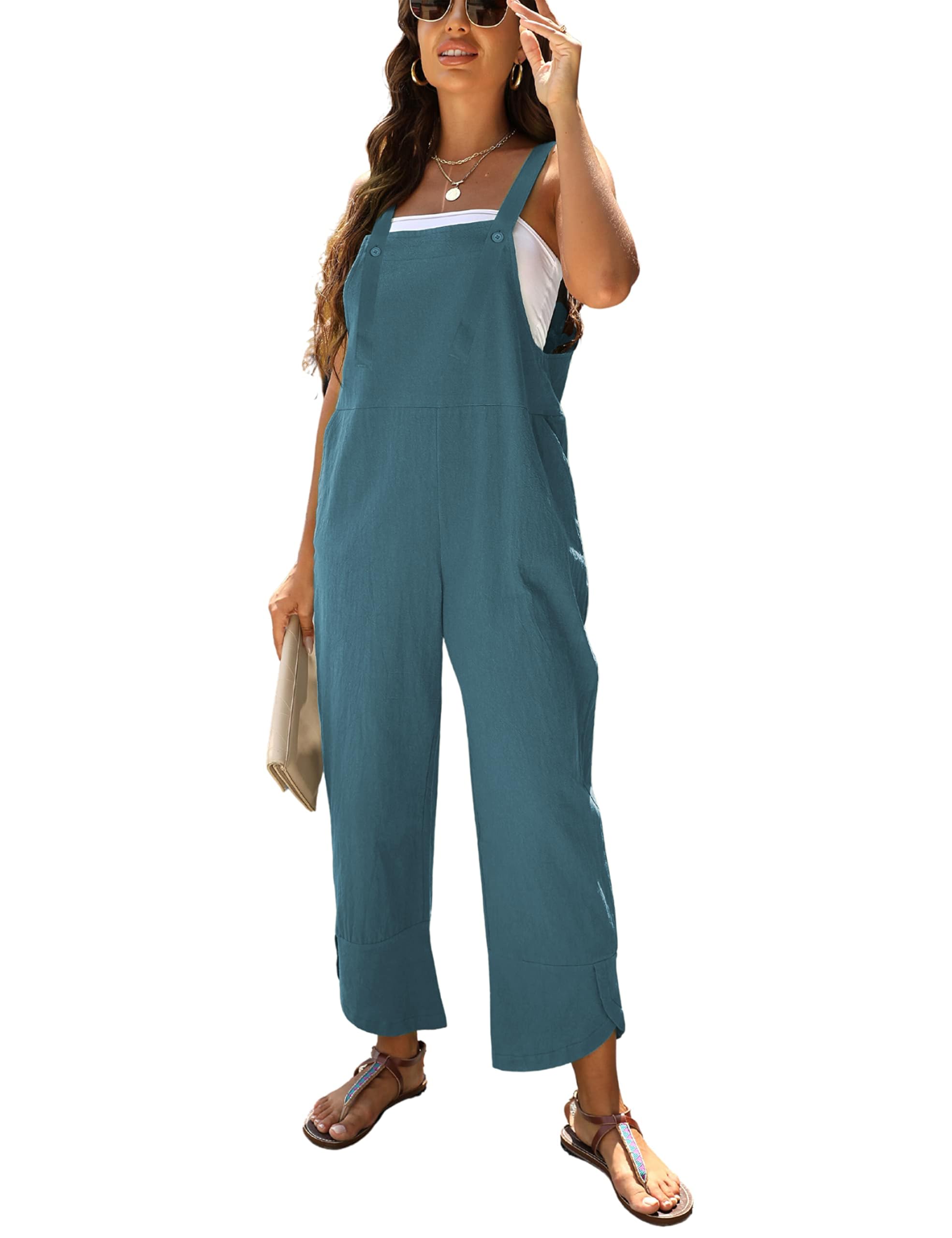 AMEBELLE Women's Sleeveless Cotton Linen Overalls Rompers