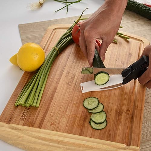 Miniatura 5 de Cortador de alimentos de cocina, cuchillo de cocina inteligente con tabla de cortar, tijeras de alimentos multiusos inteligentes de acero