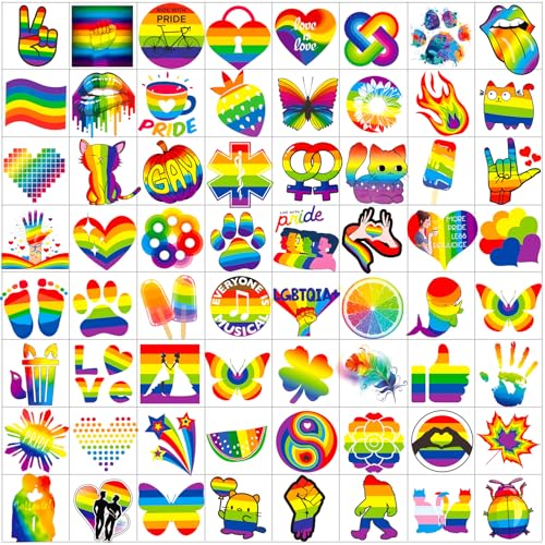 Image of 20 Sheets 2026 Pride Temporary Tattoos,170+ PCS LGBT Rainbow Gay Pride tattoos Stickers for Women, Men, Adults, Rave Party Accessories, Equality Celebrations