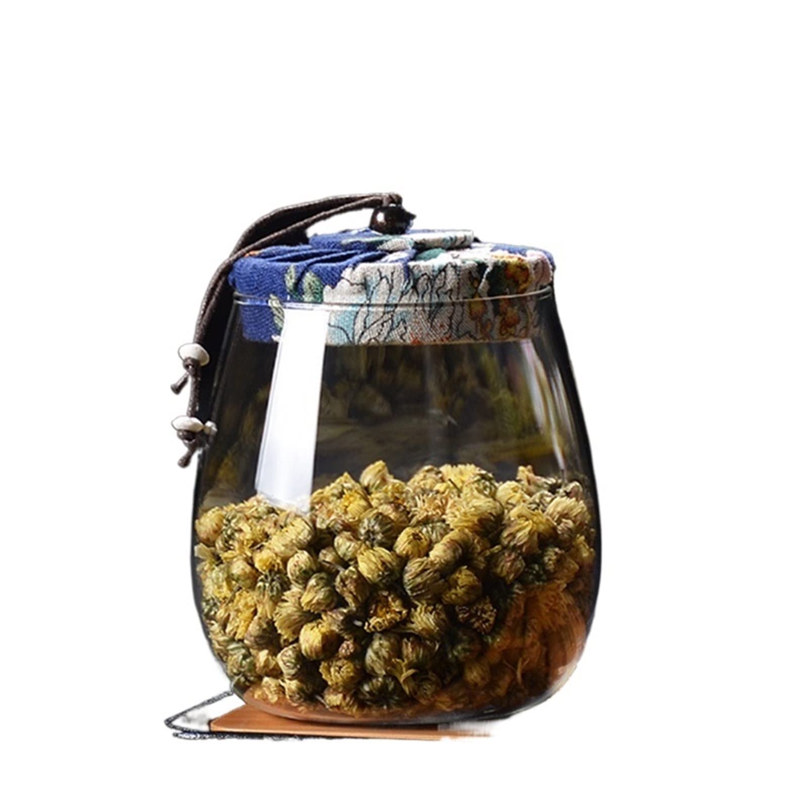 JINGYAN Storage Jars Daily Storage Canister Borosilicate Glass Jar Flower Tea Snack Candy Container Sealing Lid Kitchen