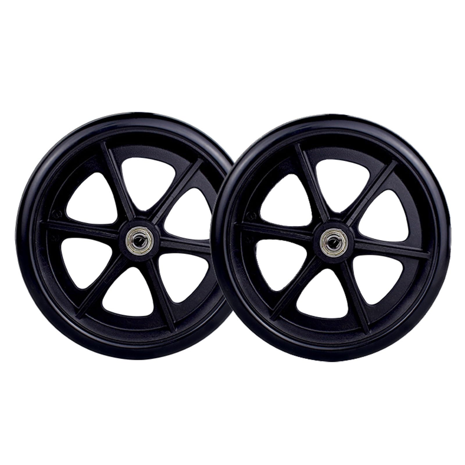 LHX Wheelchair Accessories A Pair of Front Wheels with Bearings 6-inch/8-inch Solid Wheels Swivel Wheels Front Small Wheels(Black,6inch)