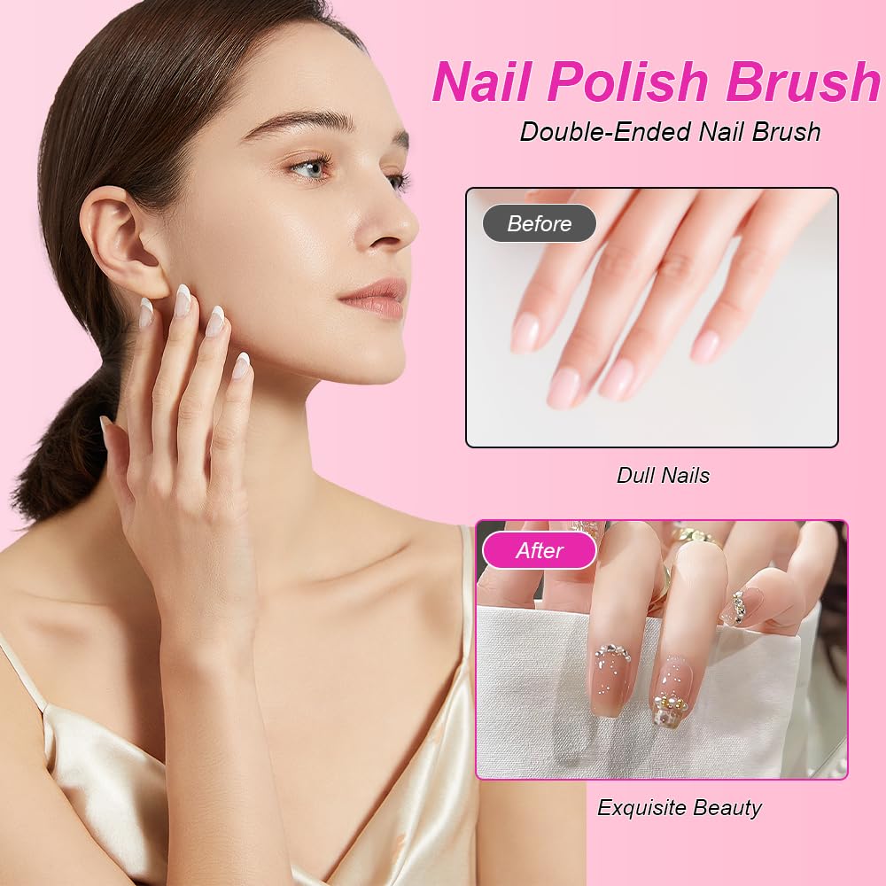 Dual-ended Nail Art Penna, 2 Pcs Pennello Gel Unghie Ricostruzione, 2 in 1 Nail Art Brush Dual Ended, Unghie Dual End Pennello in Gel, Strumento Per Manicure Fai Da Te