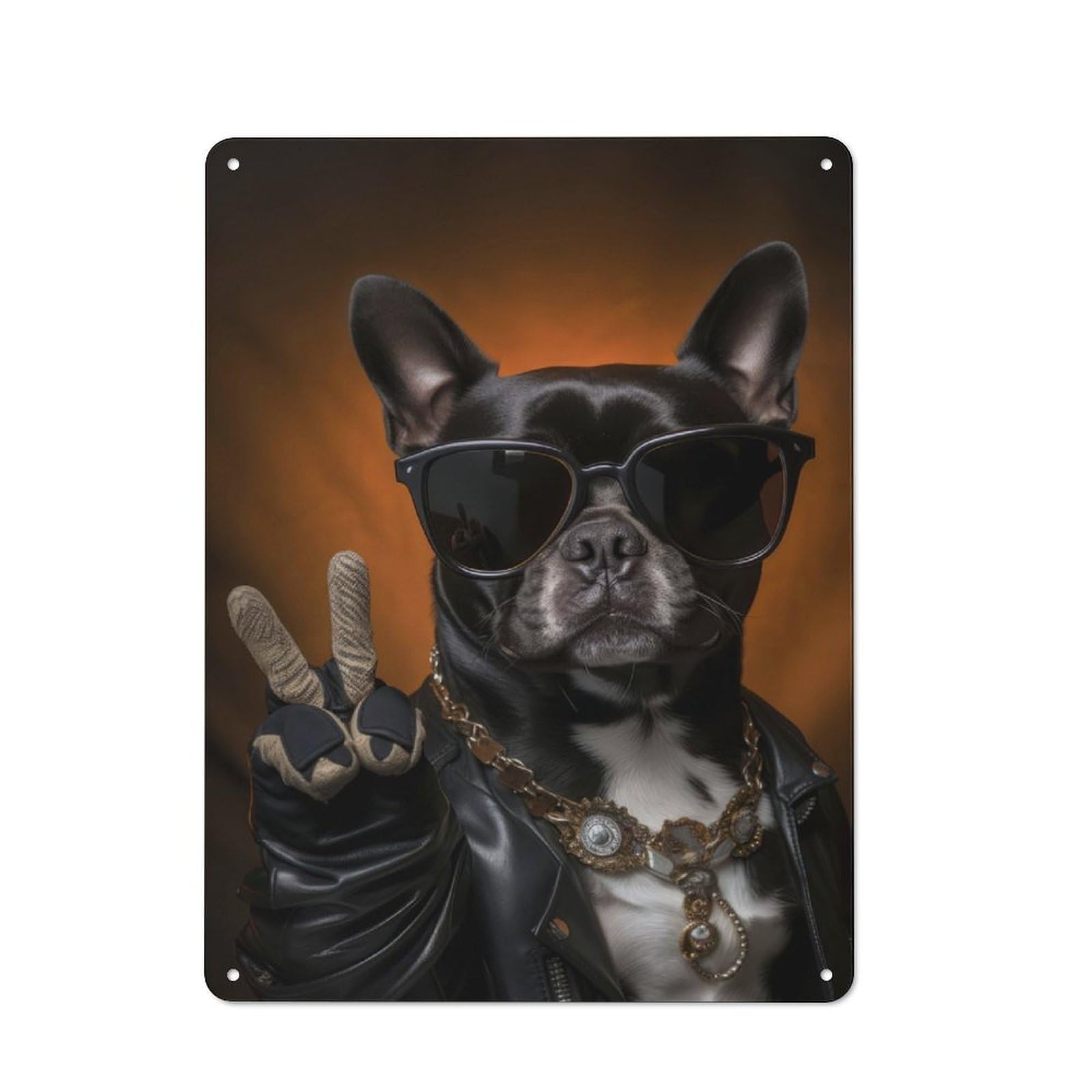 Junmoney Pit Bull In Sunglasses Rustic Tin Wall Plaque 40X30cm For Kitchen Or Home Bar, A Winter Wall Decor Update For Kitchen Decor Lovers