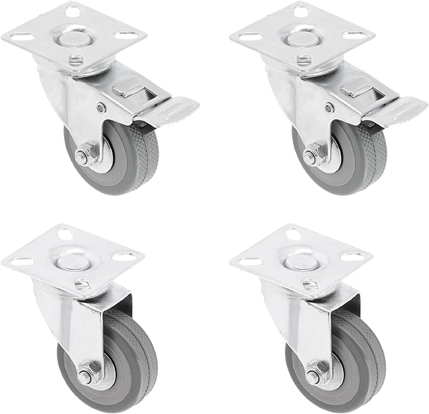GTV, Set of 4 swivel castors for furniture diameter 75 mm, furniture castor GREYROLL, grey